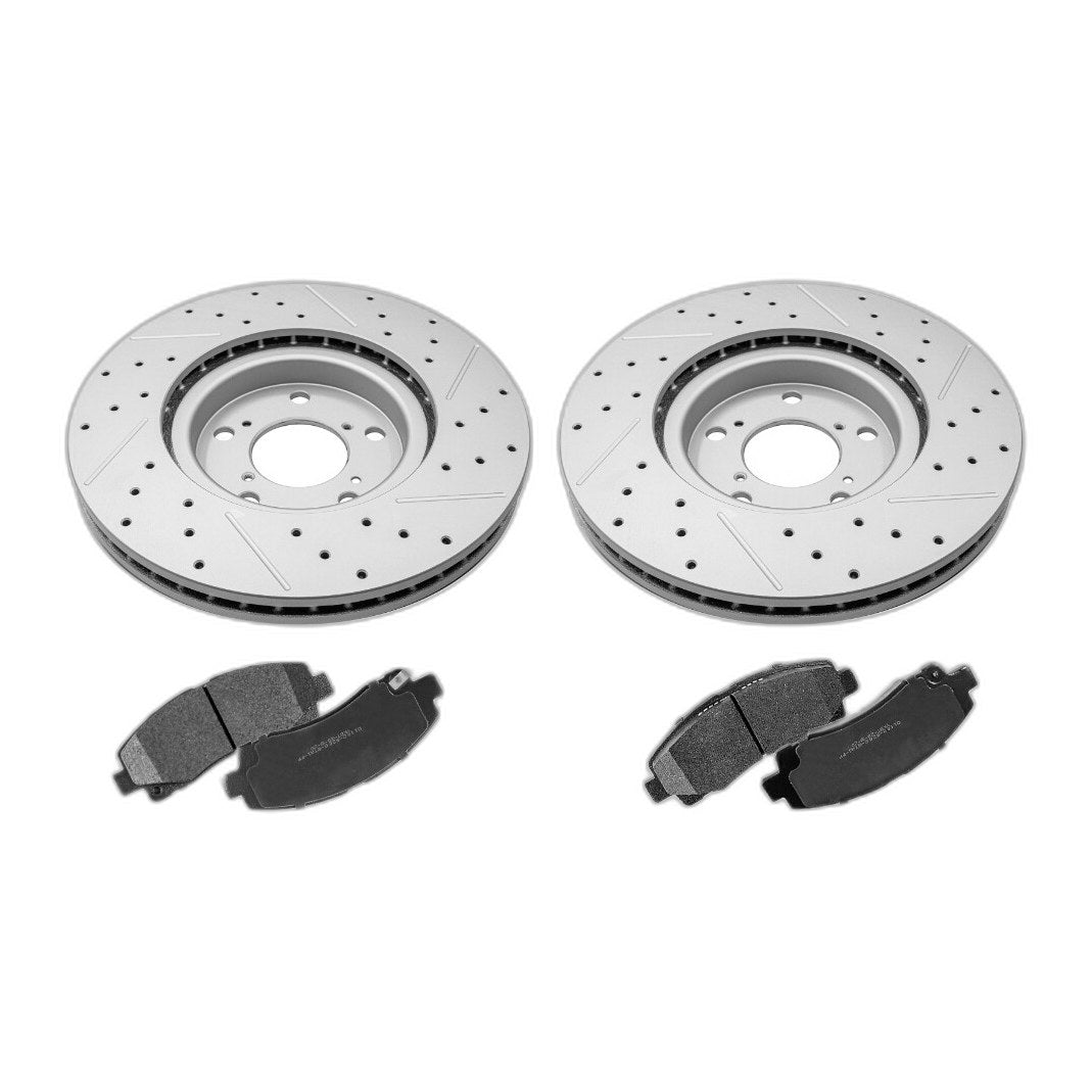 Front Disc Drilled Brake Rotors + Ceramic Brake Pads Kit For Acura TL 2009-2014