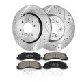 Drilled Slotted Front Brake Rotors Ceramic Brake Pads for Ford Expedition F-150