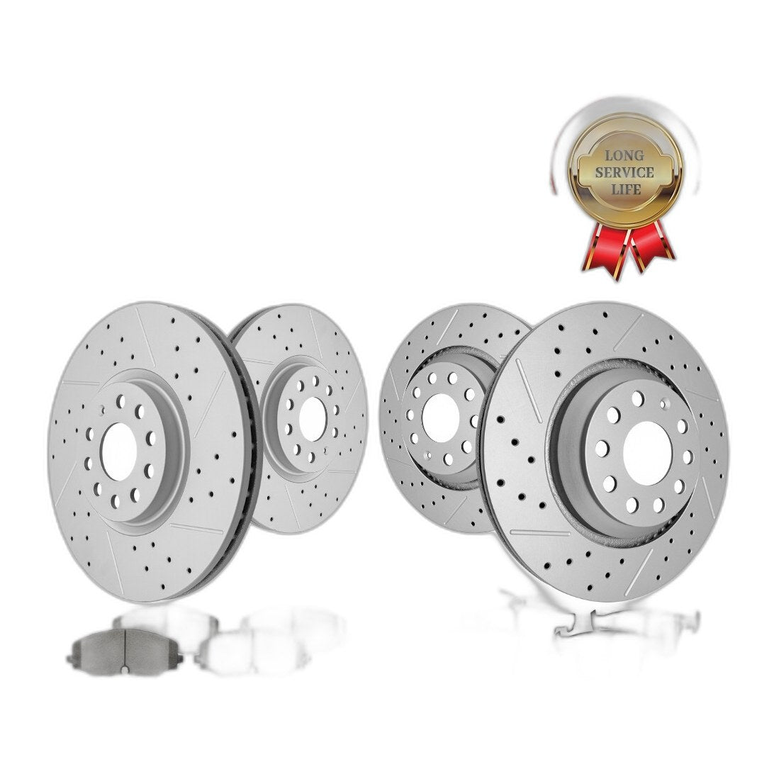 Front Rear Disc Brake Rotors And Ceramic Pads Kit For 2018-2025 Volkswagen Atlas