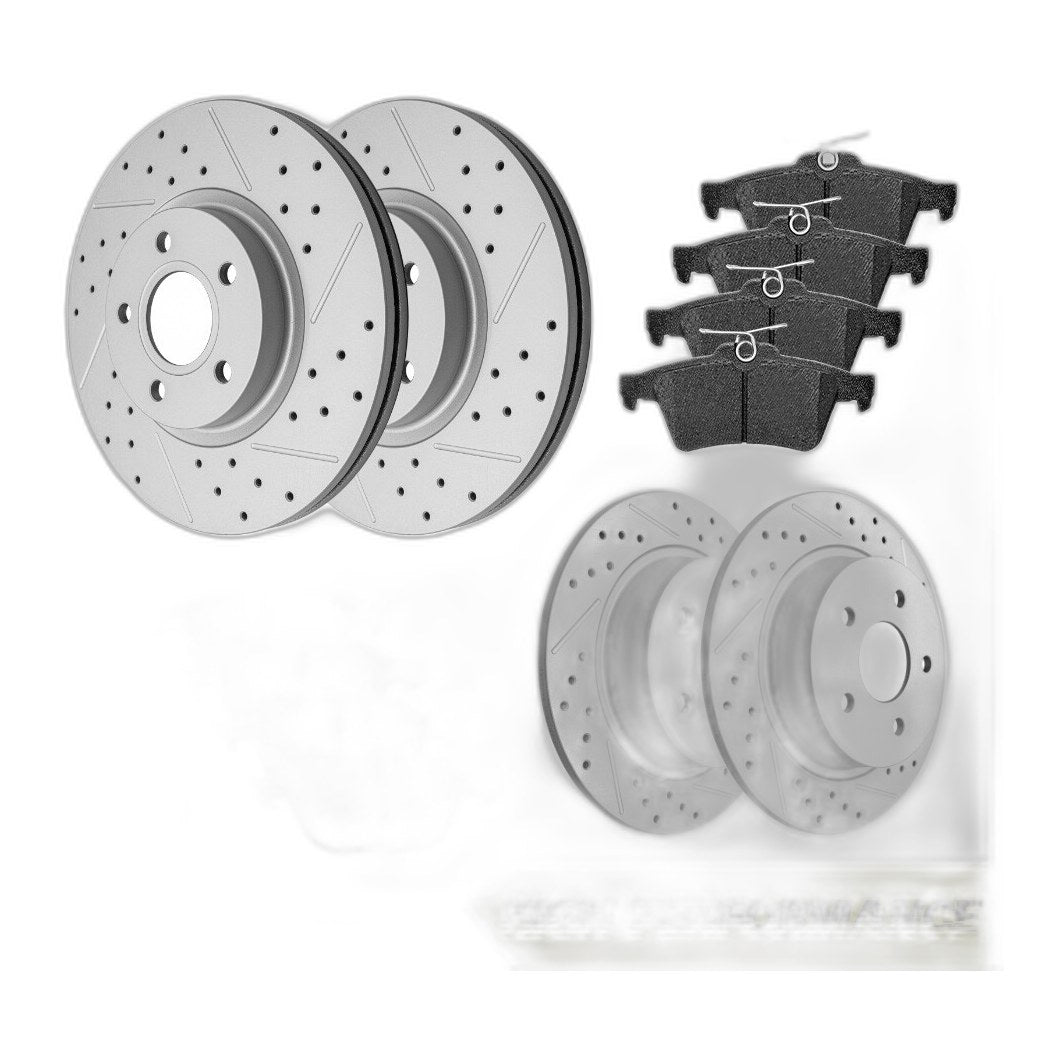 Front & Rear Disc Drilled Brake Rotors + Ceramic Pads Kit For Ford Escape C-Max