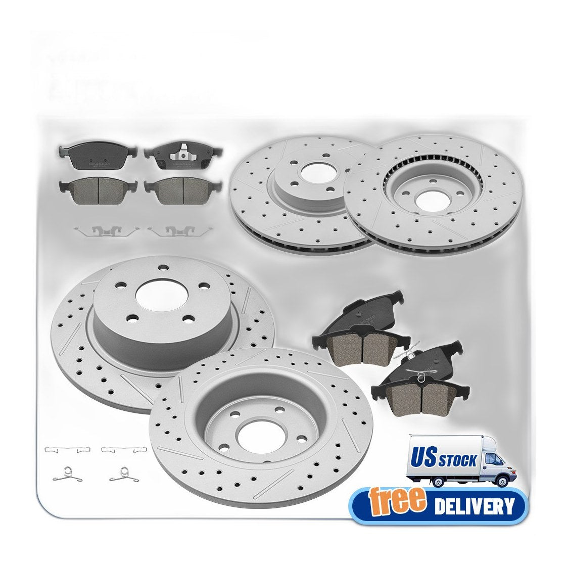 Front & Rear Drilled Brake Rotors Ceramic Pads for Ford Escape Transit Connect