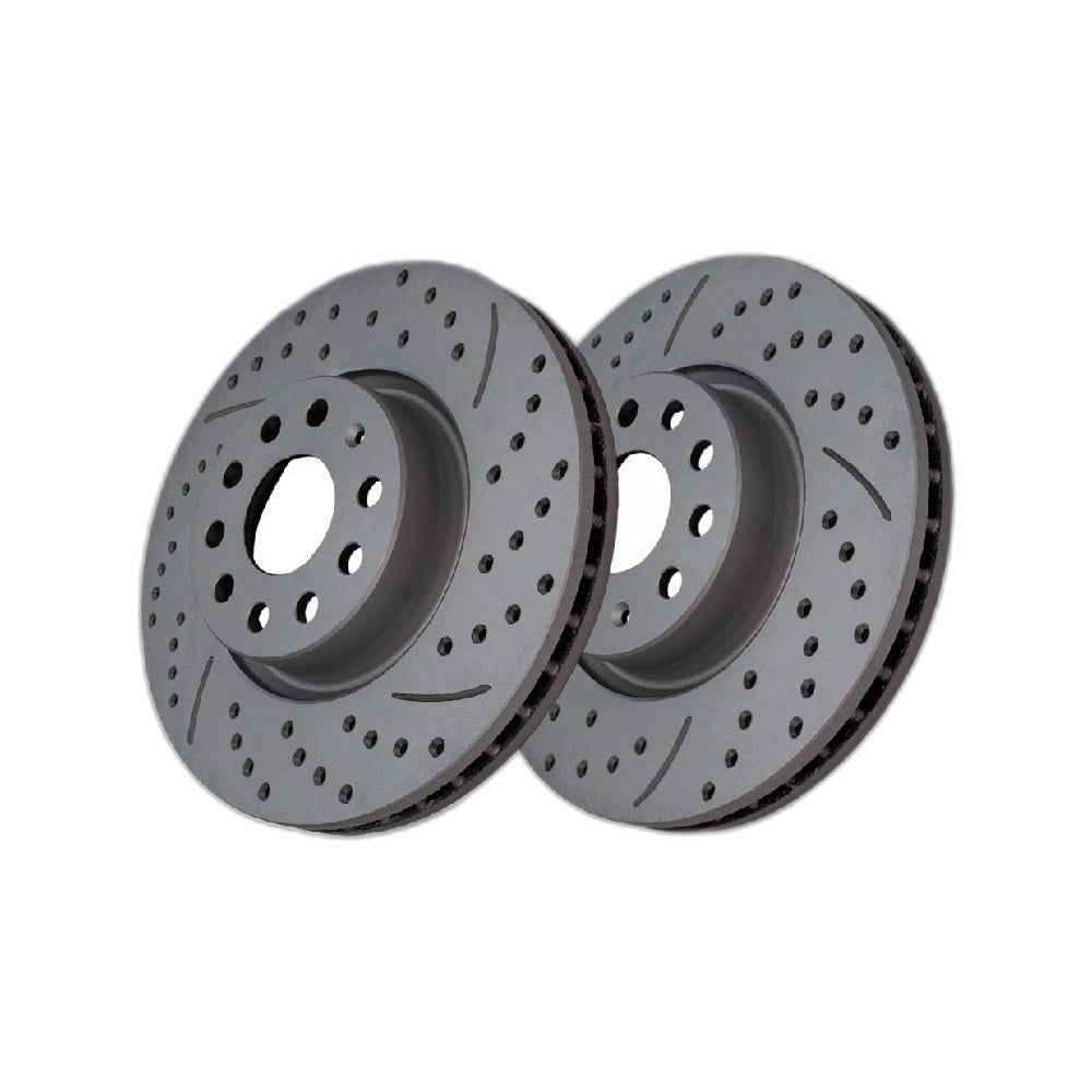 Front Drilled Slotted Brake Rotors Pair for Audi, Q3 2015-2025, AWD FWD L4 2.0L