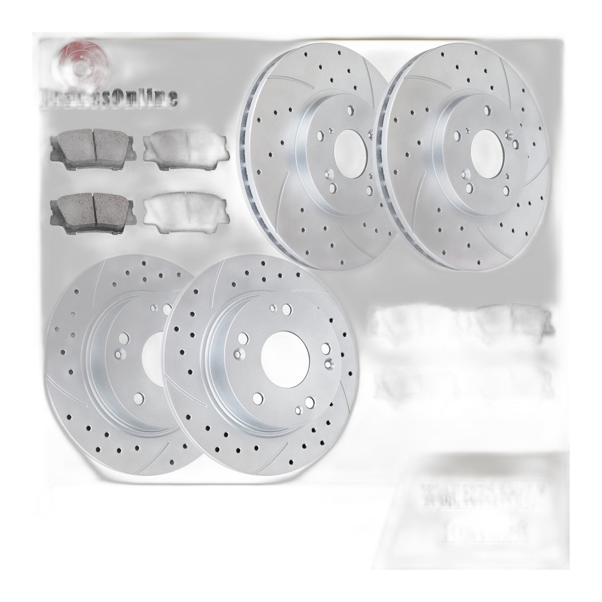Front Rear Brake Rotors and Pads Kit for Honda Accord ACURA TSX Drilled Slotted