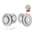 Front Rear Drilled Brake Rotors & Ceramic Pads for Ford Explorer Taurus Flex MKT