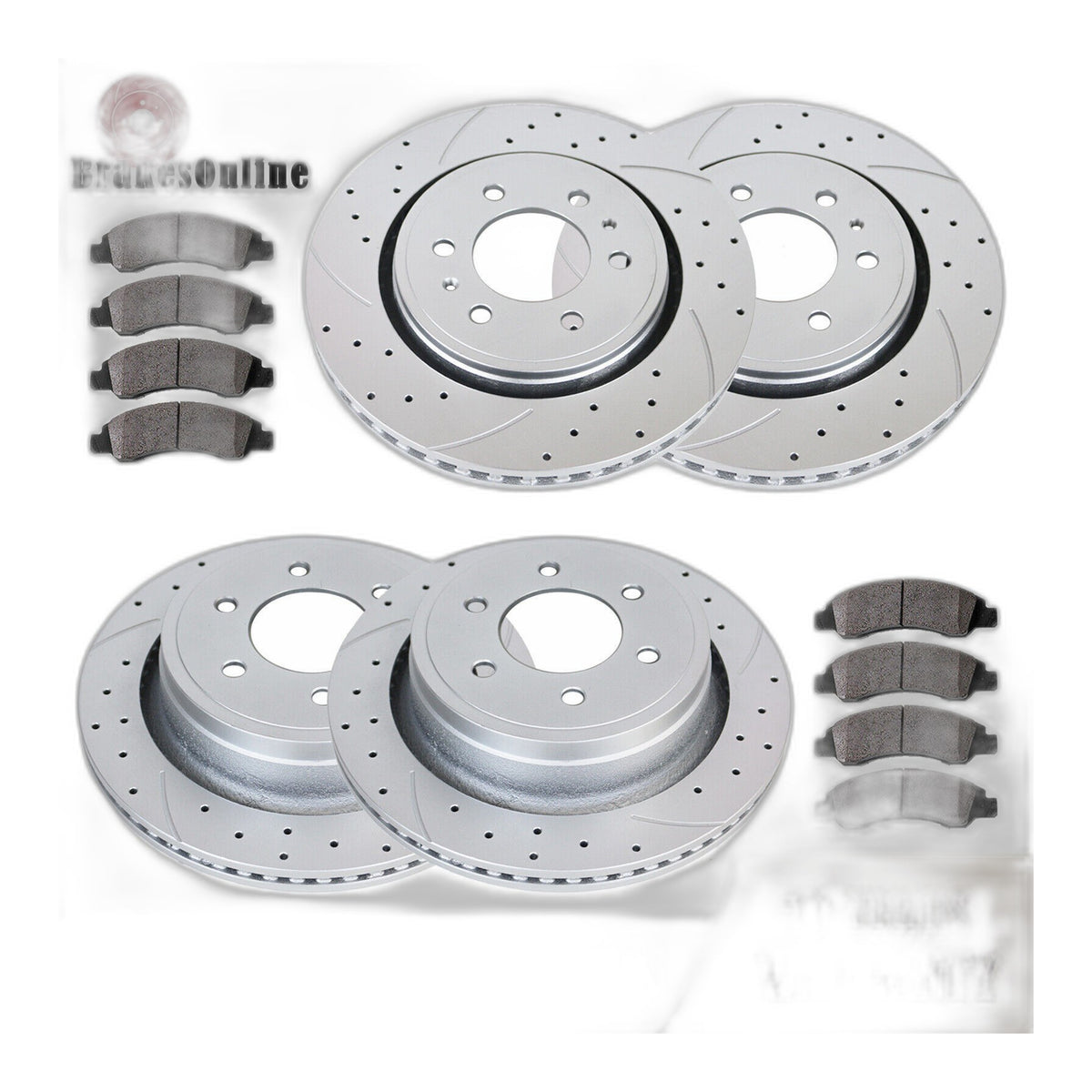 Front Rear Brake Rotors Pads Kit for Ford F-150 6 Lug 10 2011 Slotted Drilled