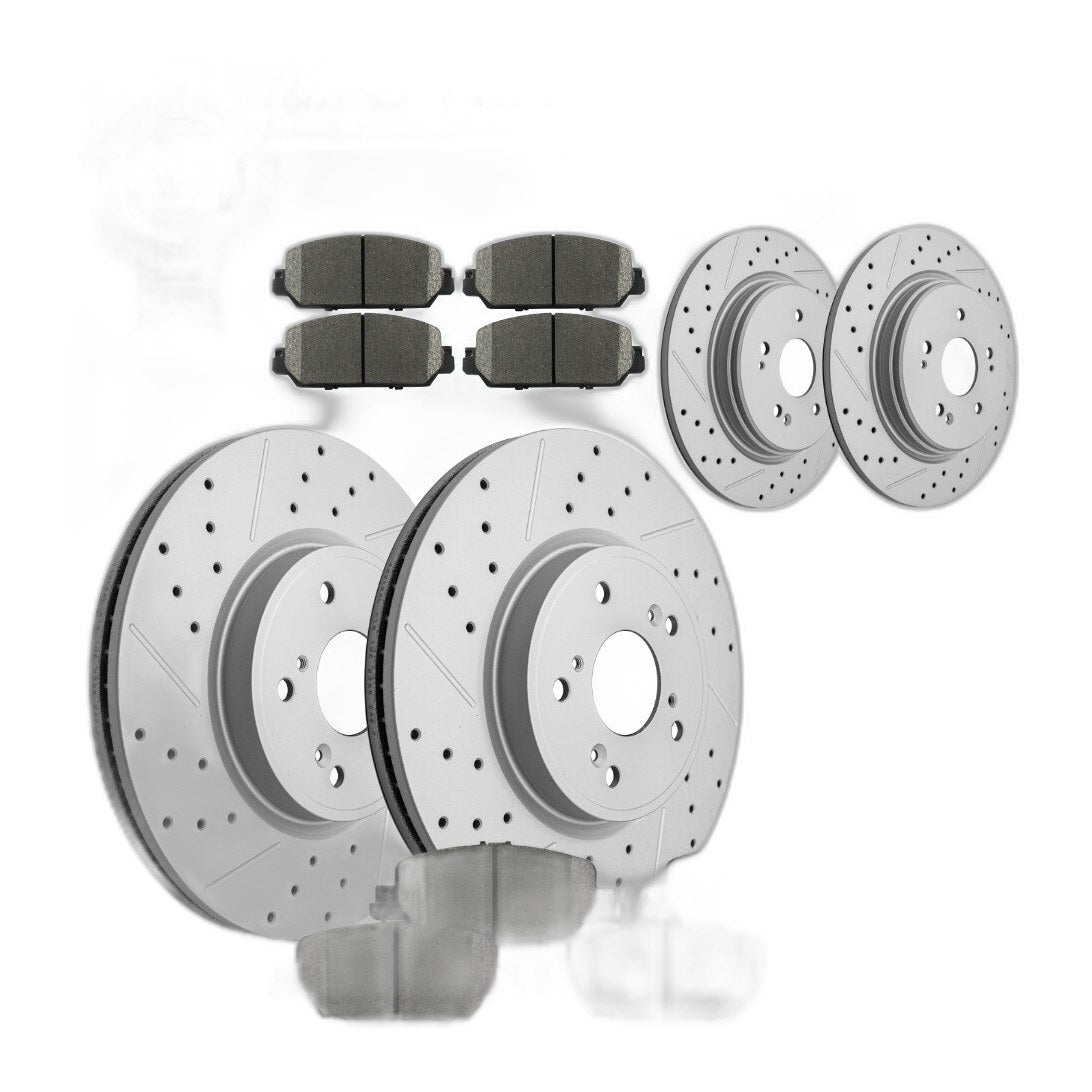 Front Rear Drilled Disc Brake Rotors Ceramic Pads Kit For Honda CR-V 2017- 2022