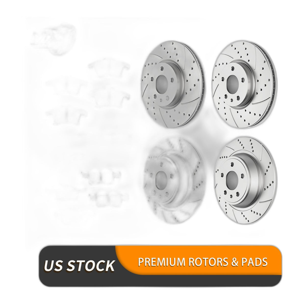 Front Rear Brake Rotors and Pads Kit for Lincoln MKZ Ford Fusion Drilled Slotted