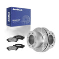 Rear Drilled Slotted Brake Rotors Ceramic Pads for Ford F-250 Super Duty 2012