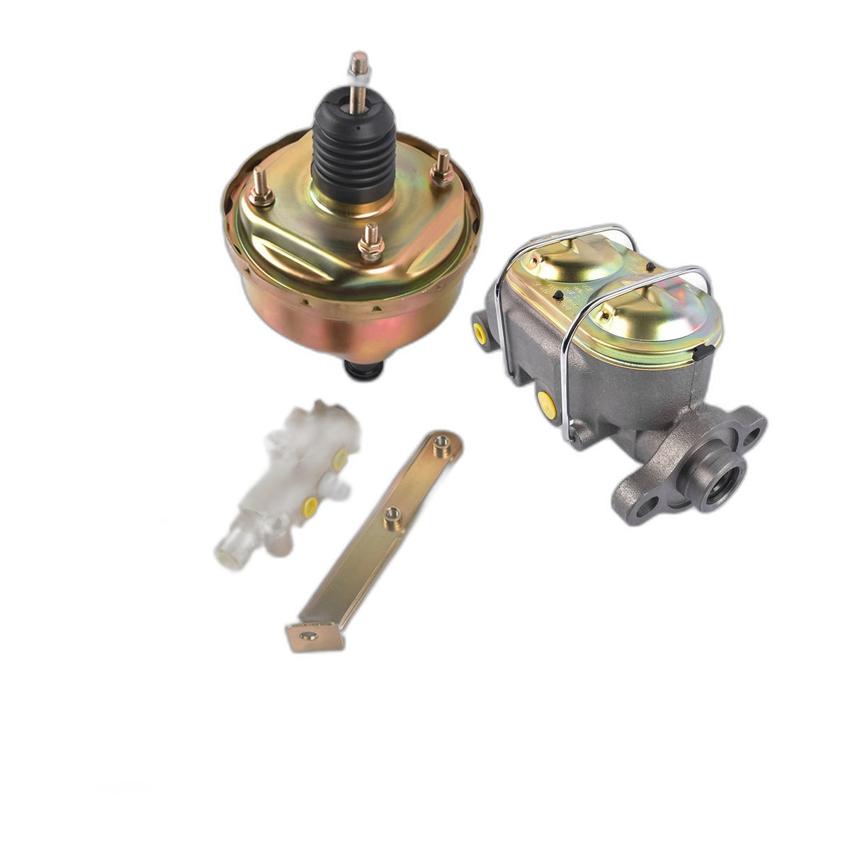 7" Zinc Single Power Brake Booster + 1" Master Cylinder Disc Drum Valve Kit