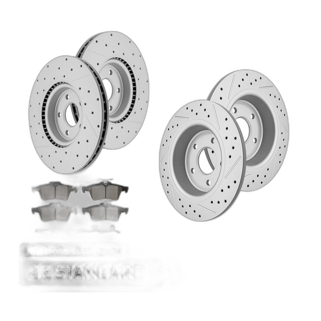 Front+Rear Drilled Brake Rotors Ceramic Pads for Escape 2013-2016 1.6L AWD/2.0L