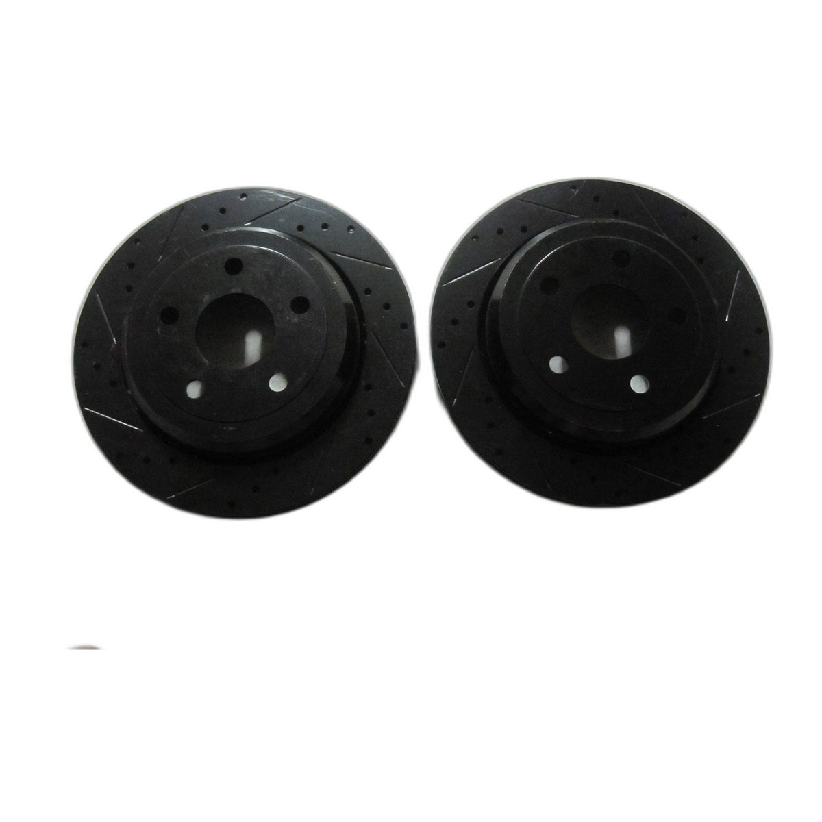 DFC Pair of Drilled and Slotted Disc Brake Rotors Black Rear Left And Right