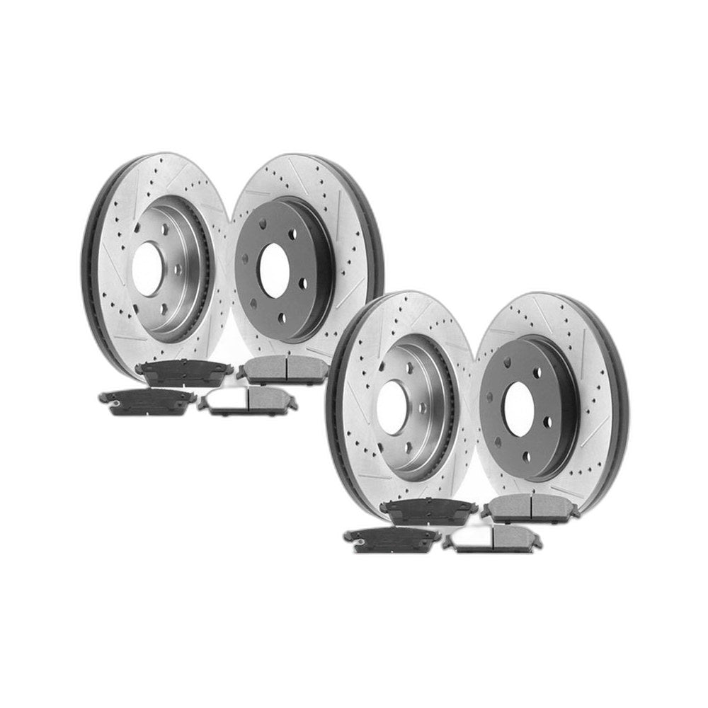 Front Rear Drilled Brake Rotors and Brake Pads For Ford F-150 6 Lugs Rotor