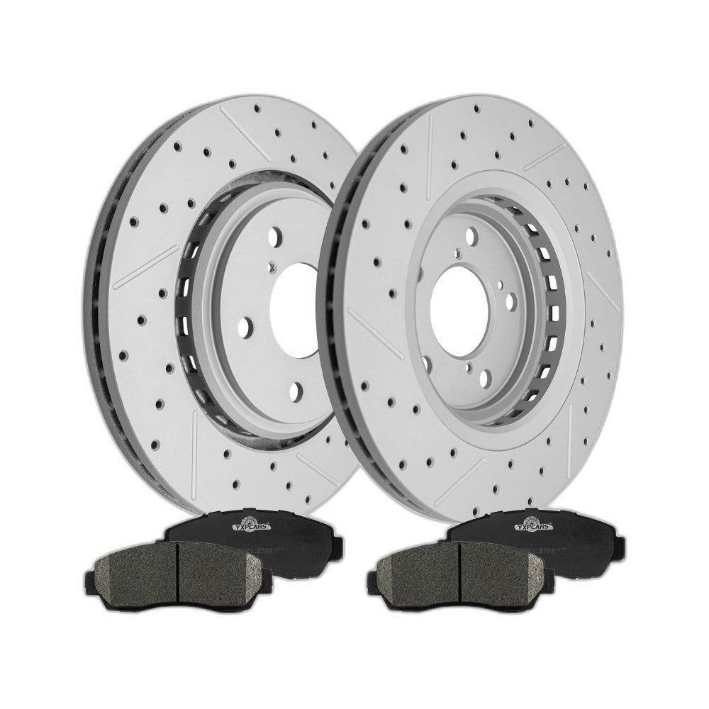 Front Drilled Brake Rotors Ceramic Brake Pads Kit for 2016 - 2019 Subaru Legacy