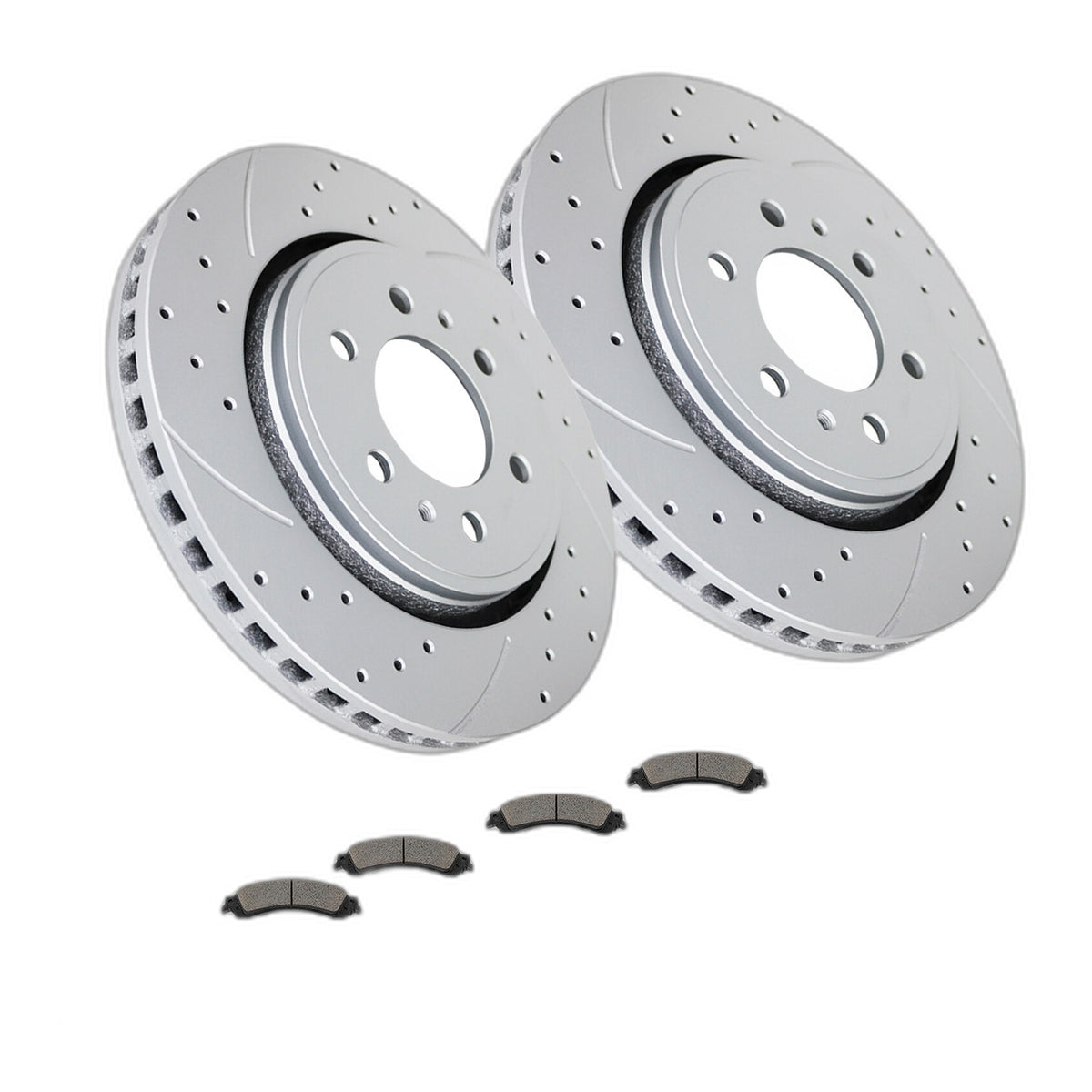 Front Brake Pad Rotor Kit Drilled Slotted Rotors and Brakes Pads for Ford F-150