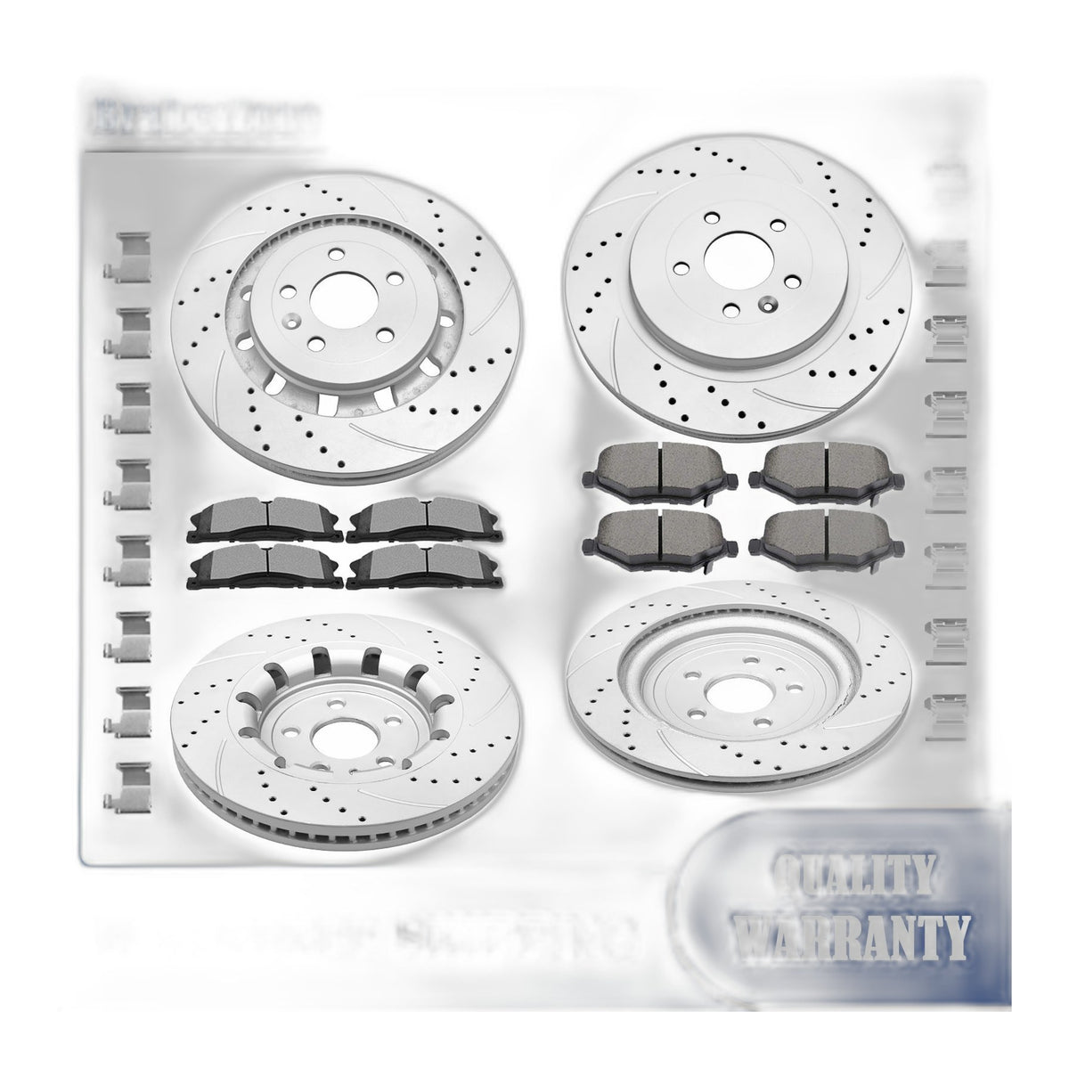 Front Rear Brake Rotors and Brake Pads for Taurus FLEX Explorer Drilled Slotted