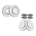 Front and Rear Drilled Rotors Brake Pads Kit for Ford Explorer Flex Lincoln MKS