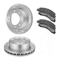 Front Drilled Slotted Rotors Brake Pads for 1999-2004 Ford F-250 Super Duty 6.8L