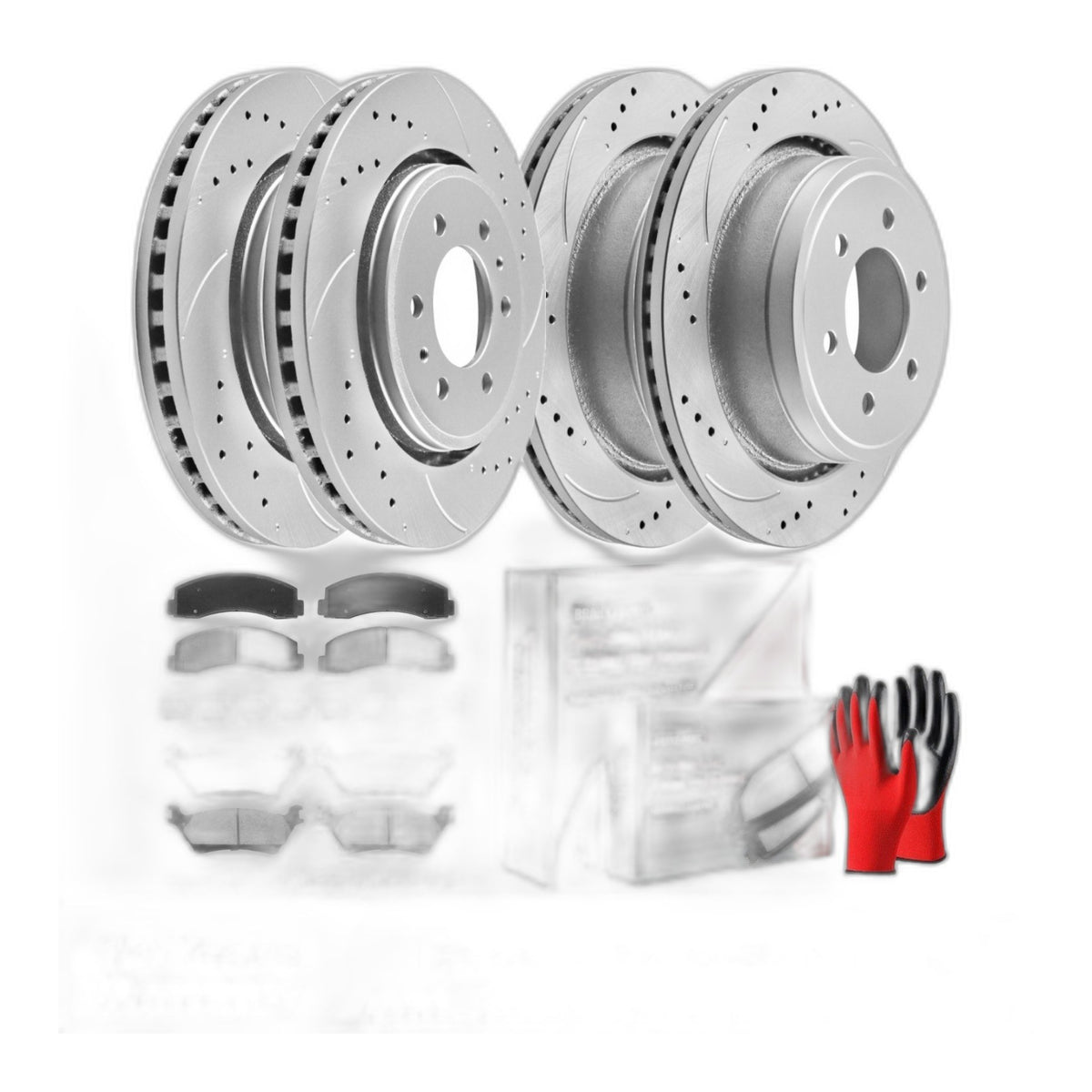 Front & Rear Drilled Disc Rotors Brake Pads Kit for Ford F-150 2012-2020 6-Lug