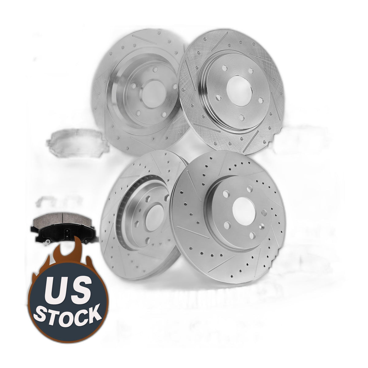 Front Rear Drilled Brake Rotors Ceramic Pads Kit for Chevy Impala Limited
