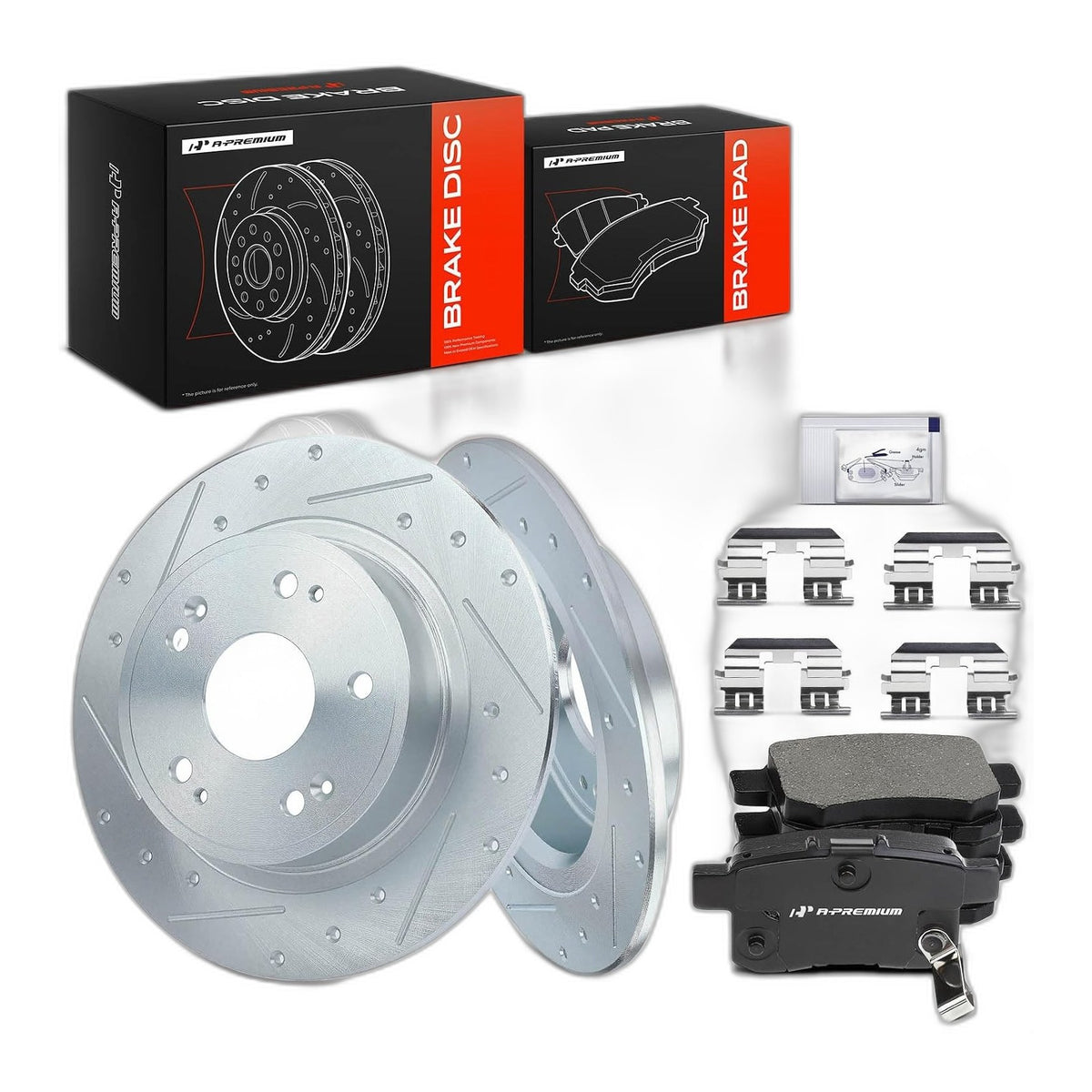 A-Premium 11.09 inch (282mm) Rear Brake Rotors & Ceramic Pads Kit, 6-Pack