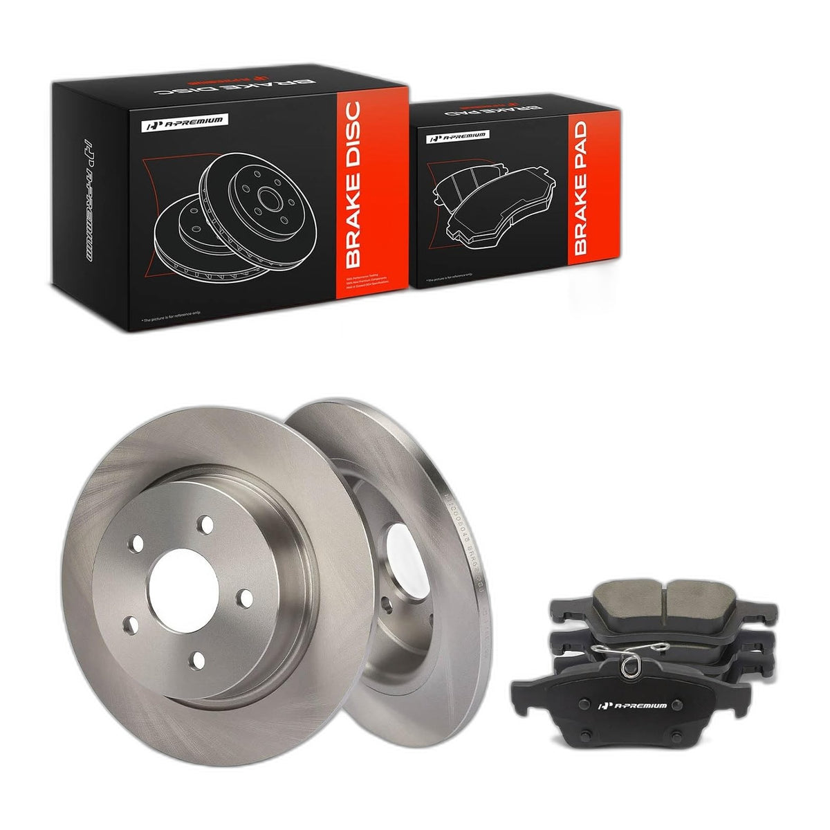 A-Premium 11.02 inch (280mm) Rear Solid Brake Rotors and Ceramic Pads Kit