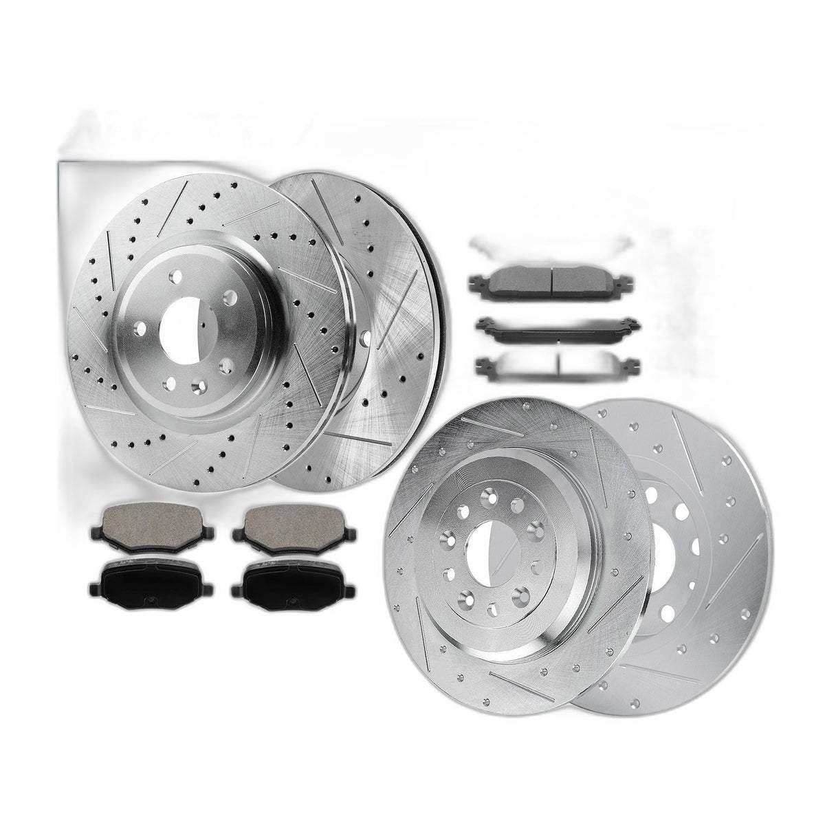 Front Rear Drilled Disc Brake Rotors Pads Kit for Lincoln MKT Ford Explorer Flex