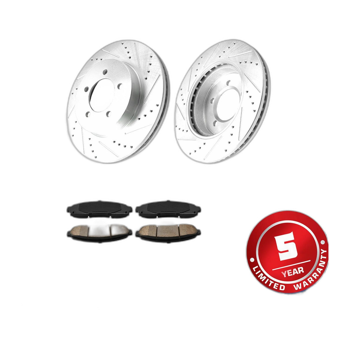 Front Drilled Slotted Zinc Plated Brake Rotors Pads Kit For 02-05 Ford Explorer