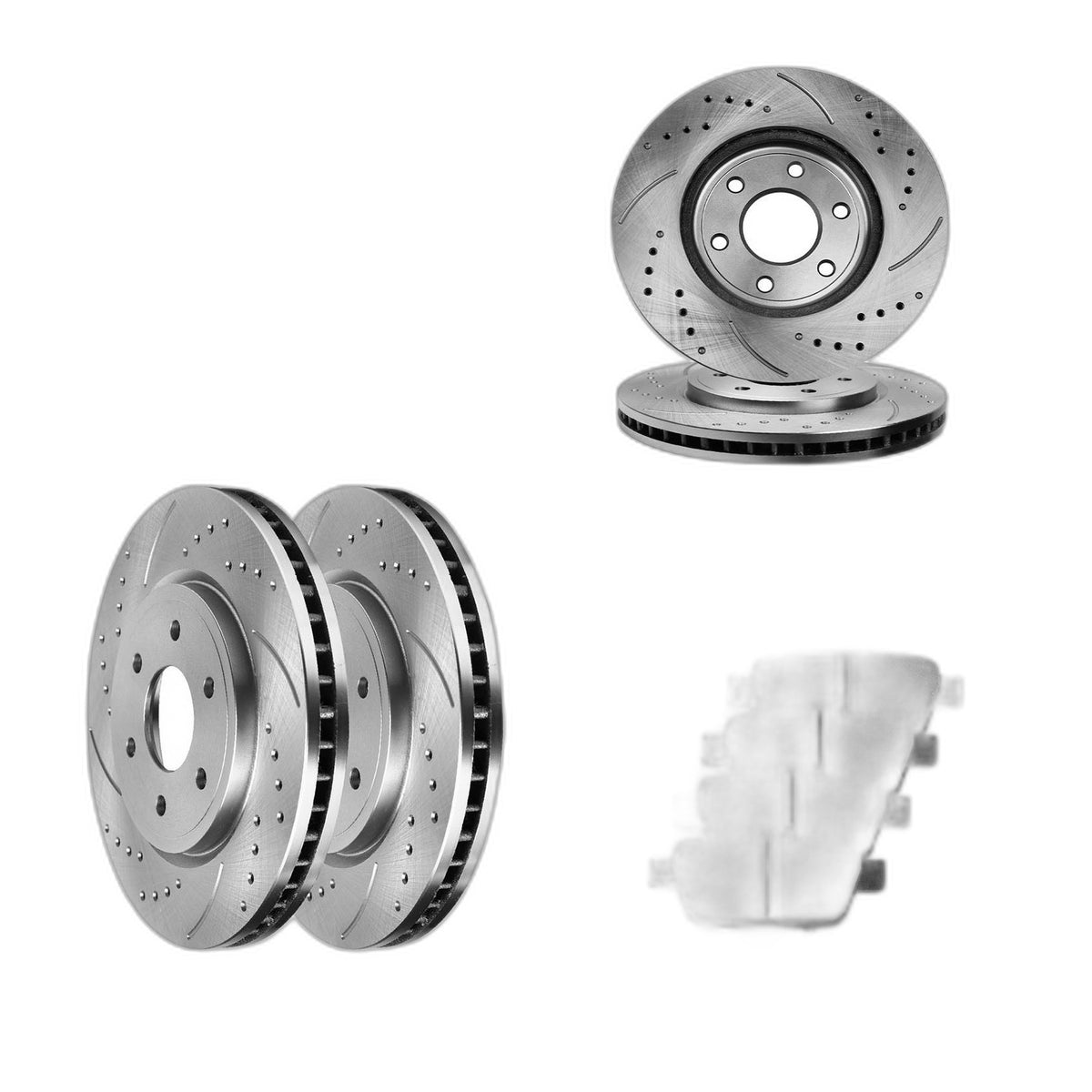 Front + Rear Brake Rotors Ceramic Brake Pads for 2010 2011 Ford F-150 6 LUGS
