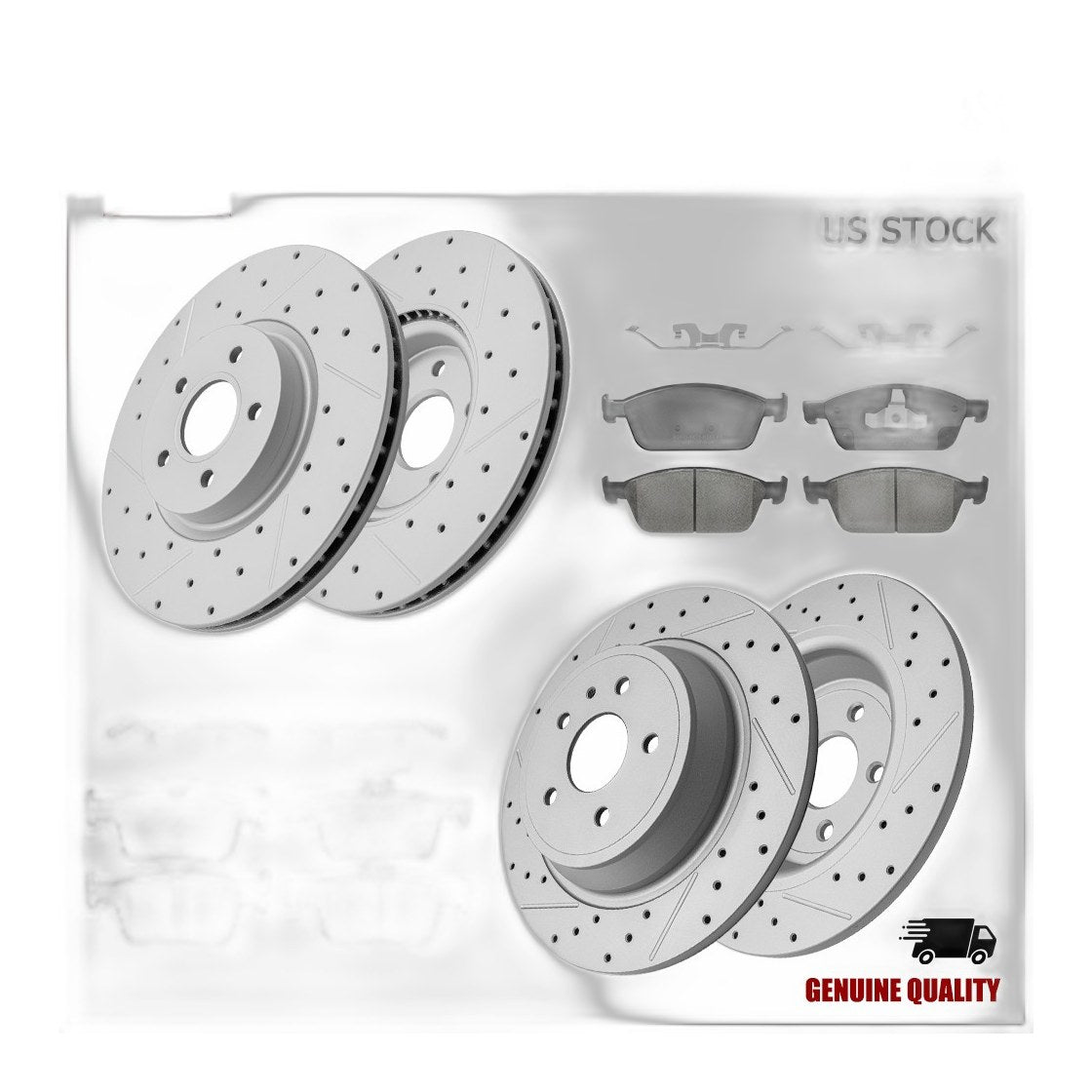 Front Rear Drilled Rotors And Ceramic Brake Pads Kit For Ford Escape Lincoln Mkc