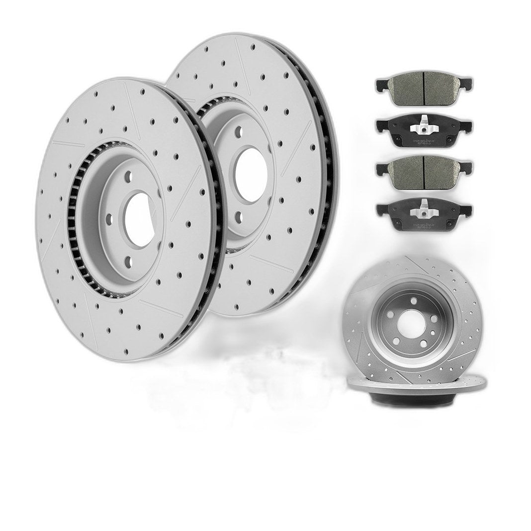 320mm Front & 316mm Rear Brake Rotors Ceramic Pads Kit for 2017-2019 Ford Escape