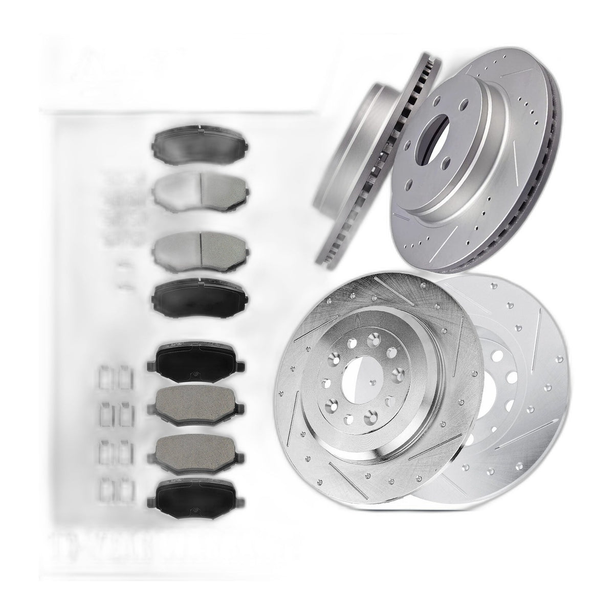 Front Rear Drilled Rotors Brake Pads Kit for 2011 - 2014 Ford Edge Lincoln MKX