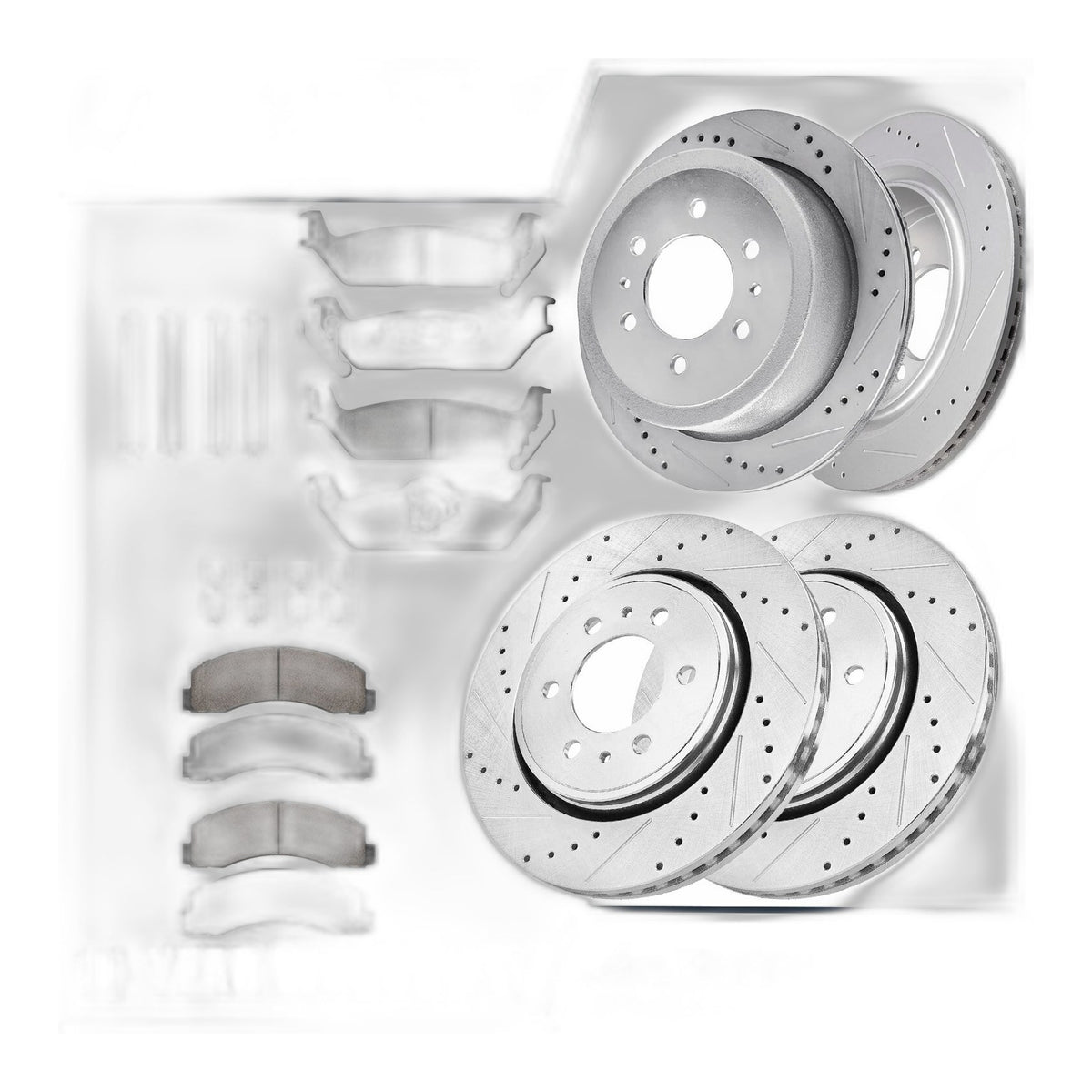 Front Rear Drilled Brake Rotors Pads Kit for 2010 2011 Ford F-150 F150 6-Lug
