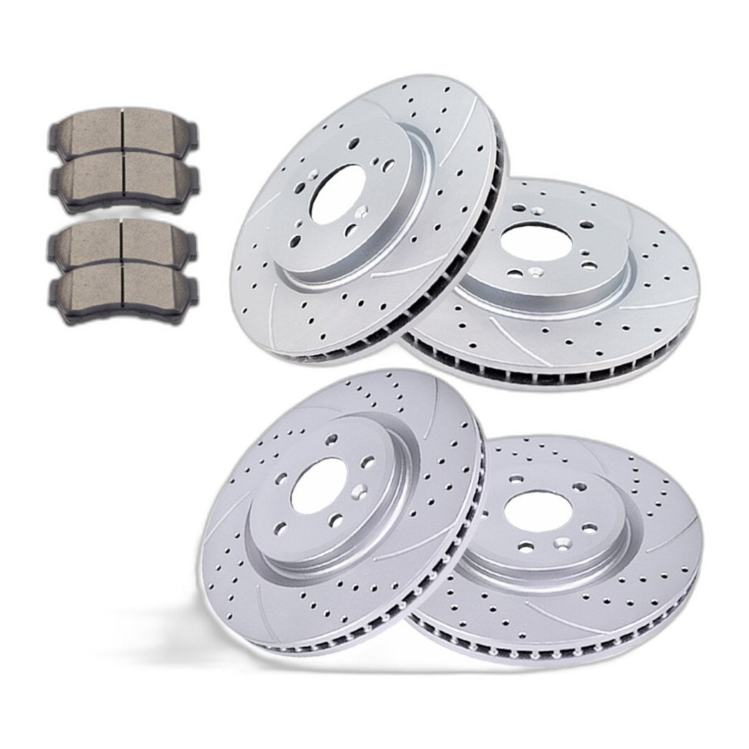Front Rear Drilled Rotors Brake Pads Kits Fit Ford Flex Taurus Explorer MKS MKT