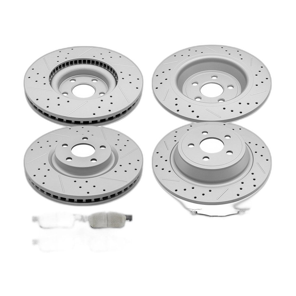 Front Rear Drilled Disc Rotors And Ceramic Brake Pads for 2015-2020 Ford Edge