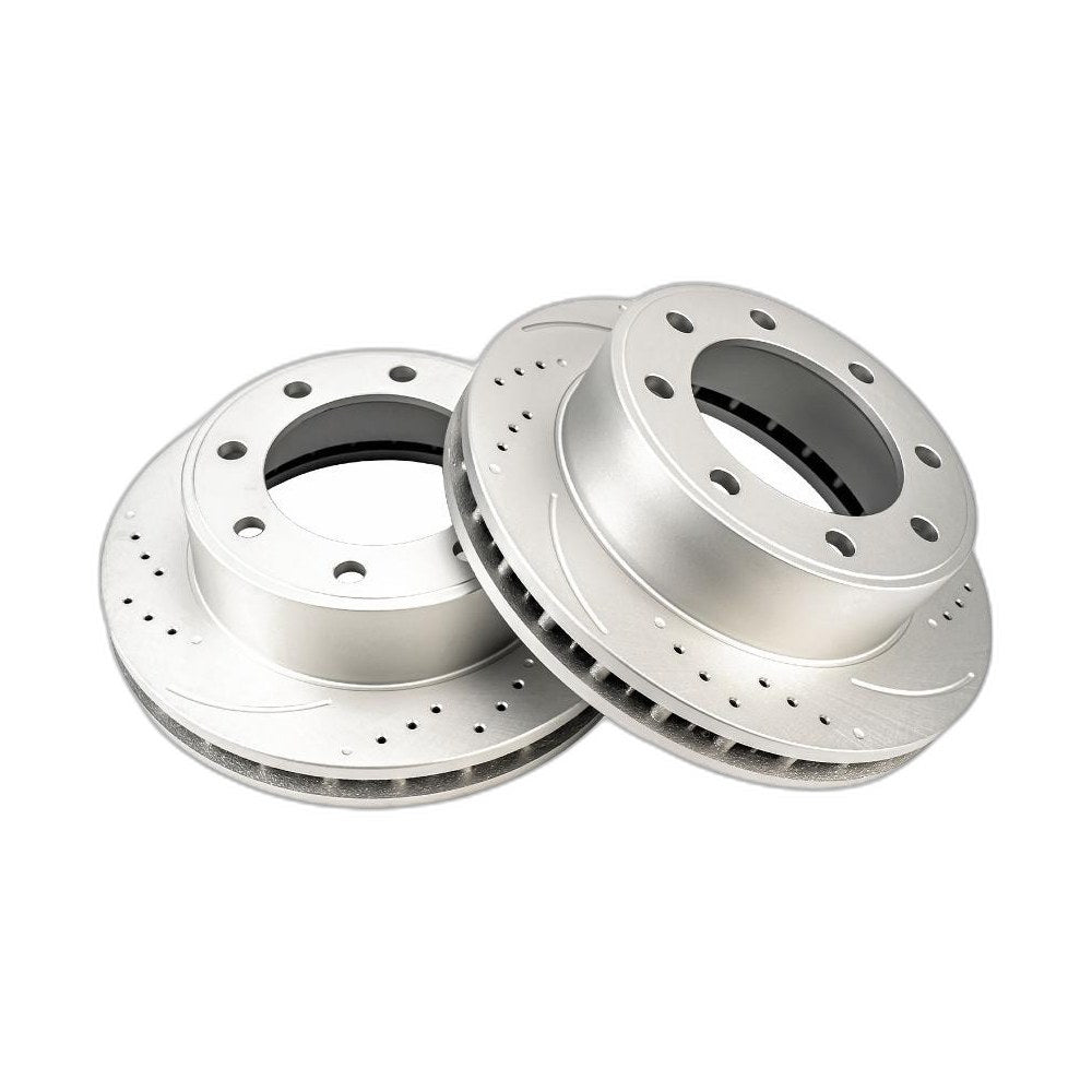 2x Front Brake Rotors Vented 4x Front Brake Pads Kit for Ford F-250 F-350 SD