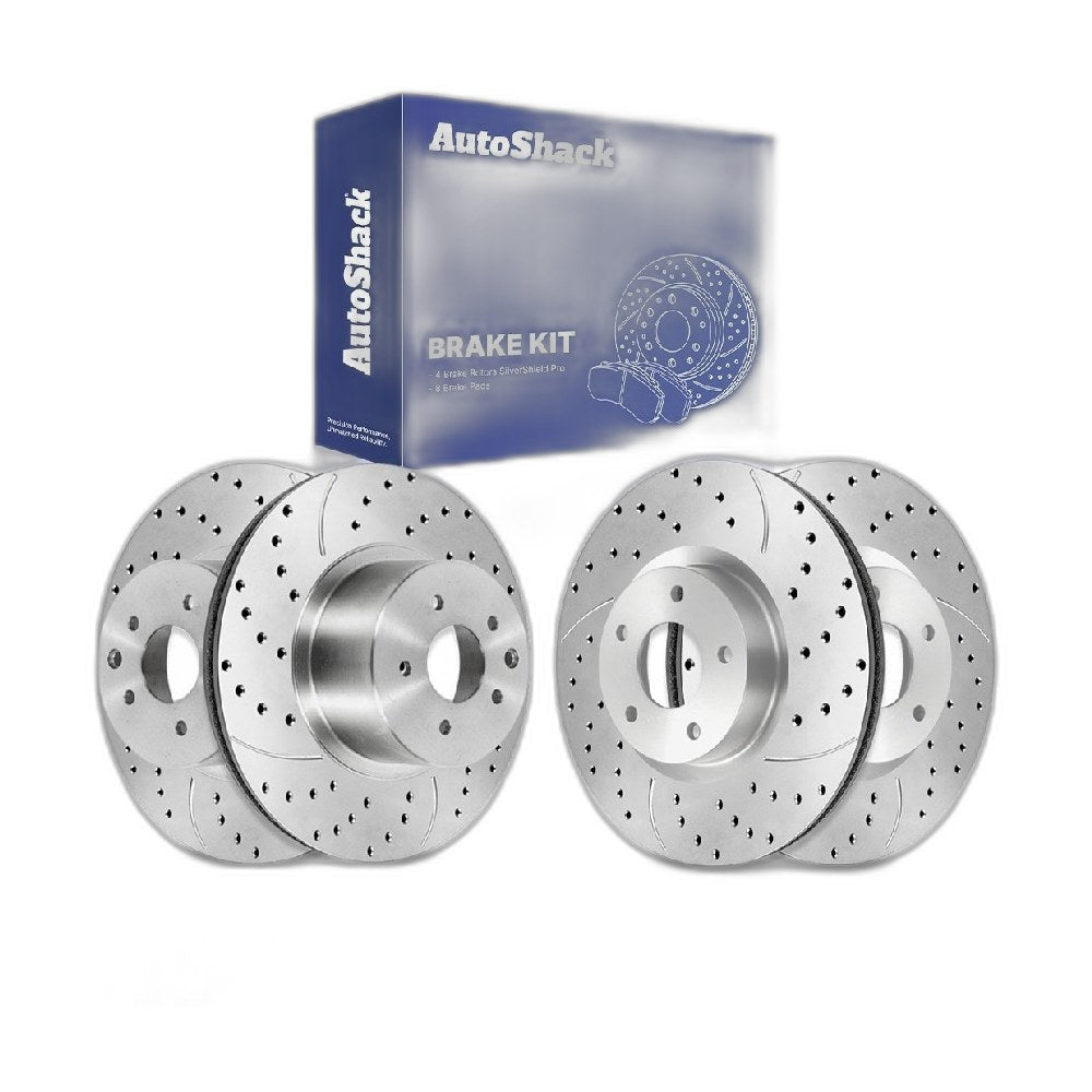 Front Rear Drilled Slotted Brake Rotors Ceramic Pads for Nissan Rogue 2013