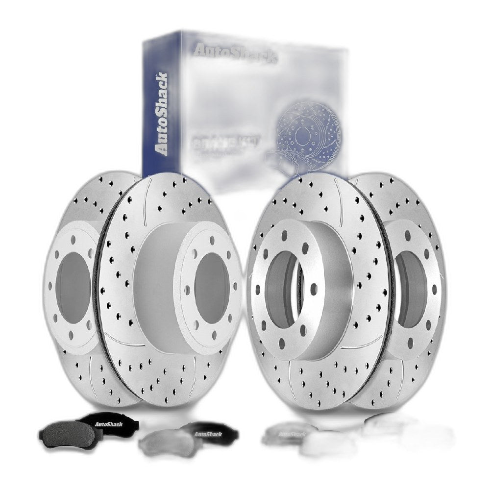 Front Rear Drilled Slotted Brake Rotors Ceramic Pads for F-250 Super Duty 2012