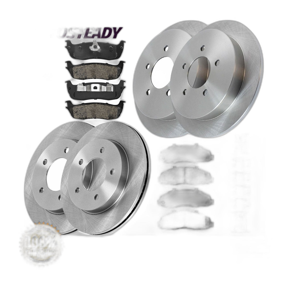 Front and Rear Brake Rotors and Pads Kit for 2000 2001 2002 2003 Ford F-150 4WD
