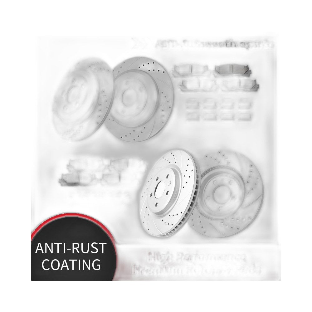 Front Rear Drilled Rotors Disc Brake Pads for Ford Flex Taurus Explorer MKS