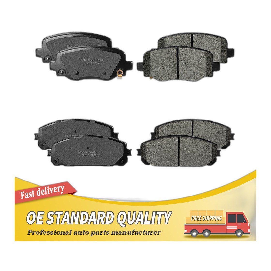 Front & Rear Ceramic Brake Pads Set For Jeep Cherokee 2016 2017 2018 2019-2023