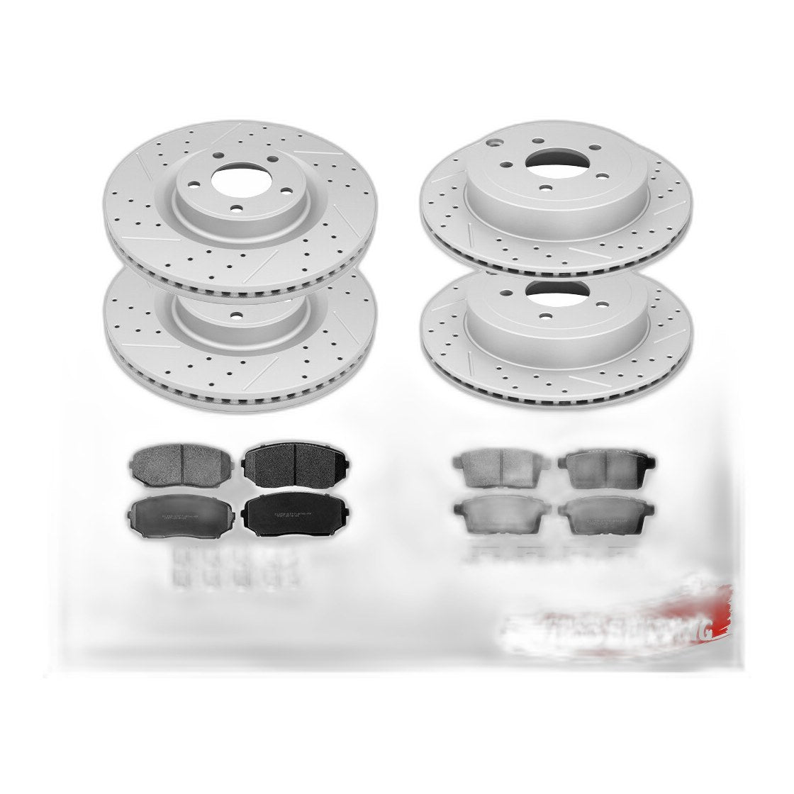 Front Rear Disc Rotors Ceramic Brakes Pads for 2007 - 2010 Ford Edge Lincoln MKX