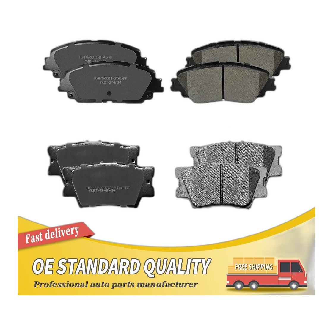 Front & Rear Ceramic Brake Pads Set For 2018 2019 2020 2021-2024 Toyota Camry