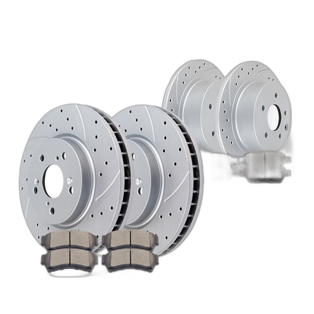 Front and Rear Drilled Rotors Brake Pads Brakes for MKZ Mazda 6 Ford Fusion