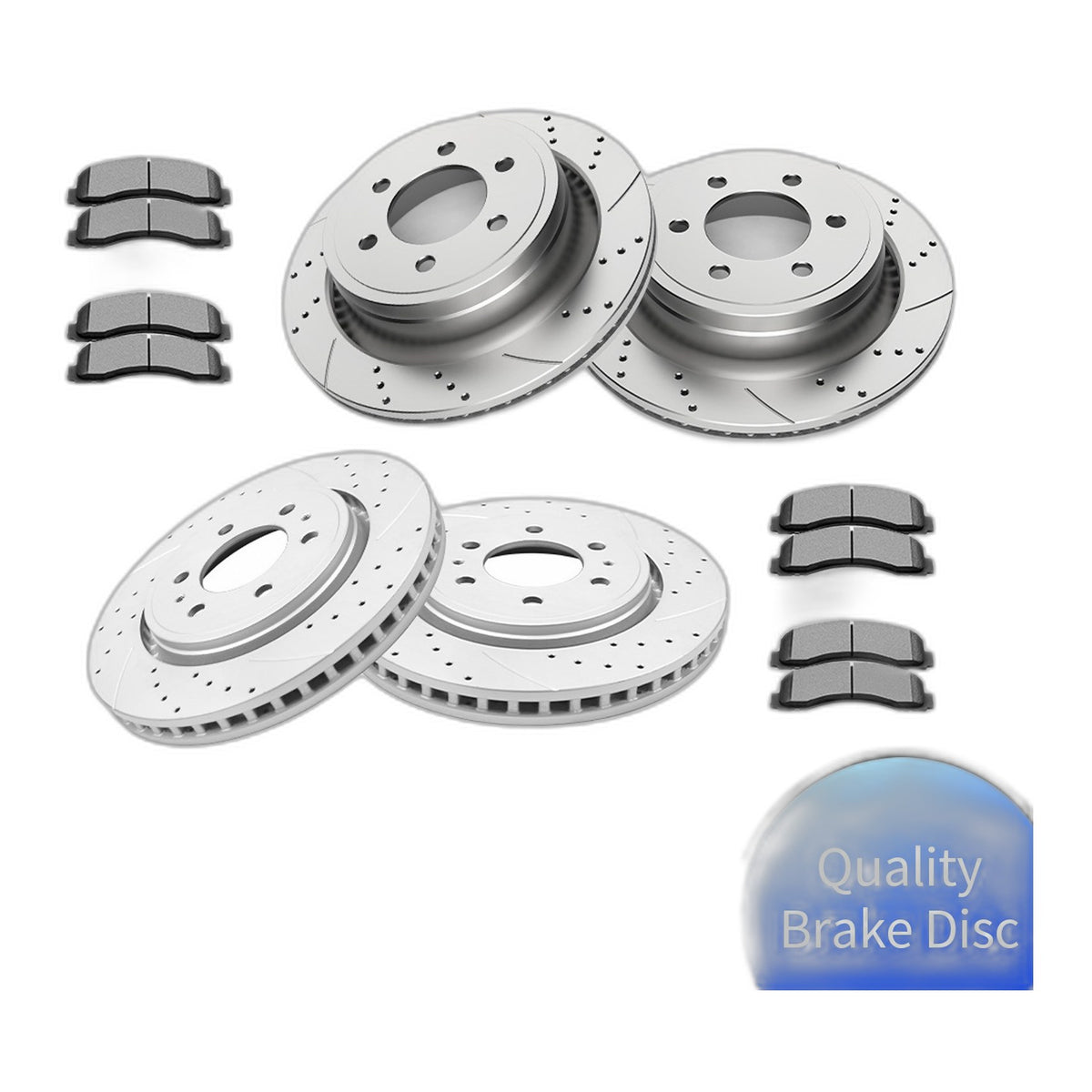 Front and Rear Brake Rotors Pads Kit for Ford F-150 2012-2020 Manual Parking