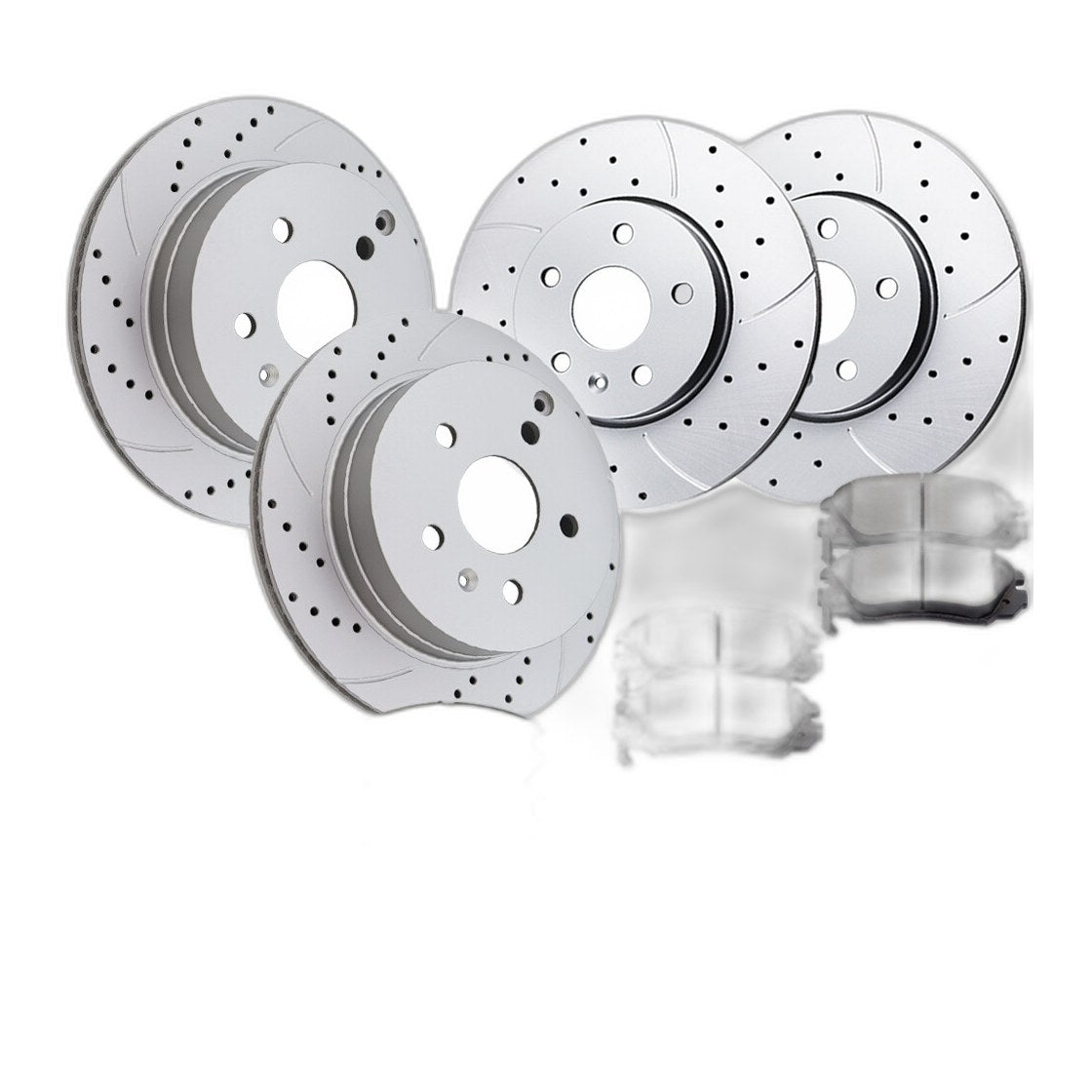 Front & Rear Drilled Discs Rotors & Brake pads for Chevrolet Equinox GMC Terrain
