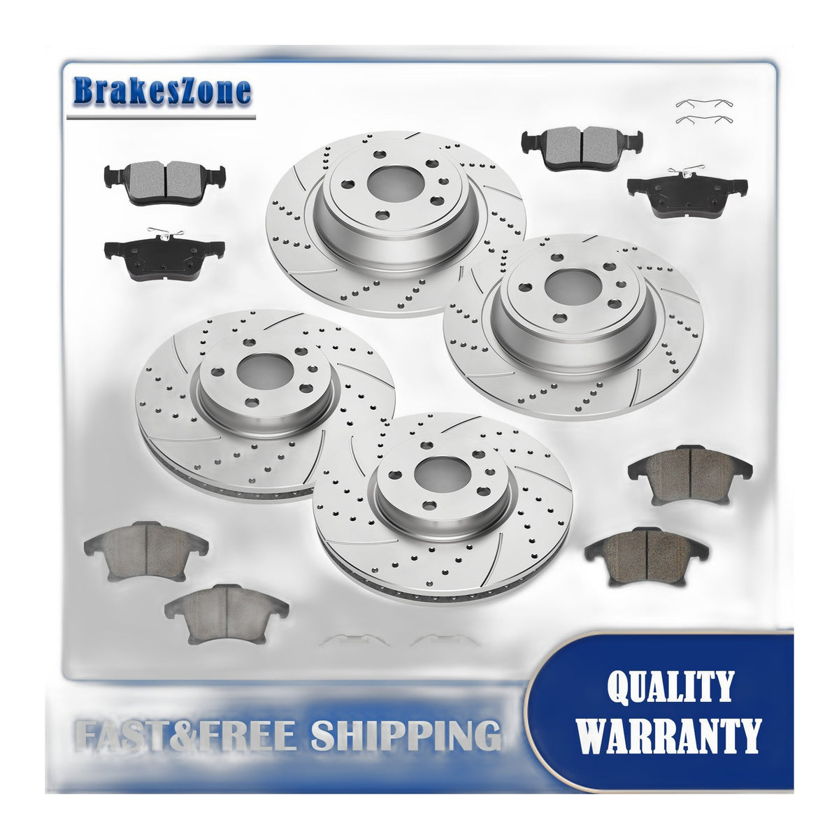 Front Rear DRILLED Rotors Brake Pads kit for 2013-16 Ford Fusion Lincoln MKZ