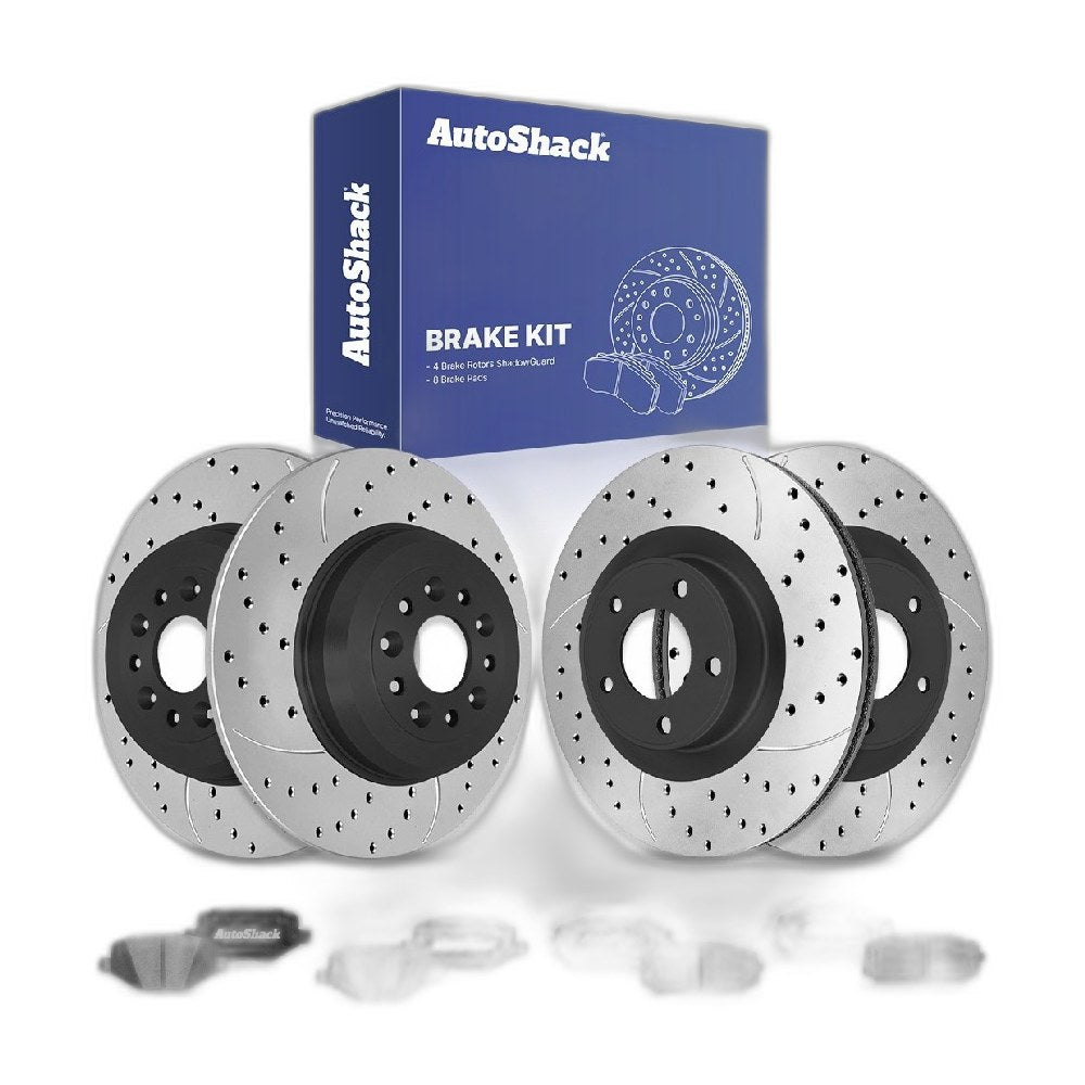 Front Rear Drilled Slotted Brake Rotors Ceramic Pads for Ford Edge 2014