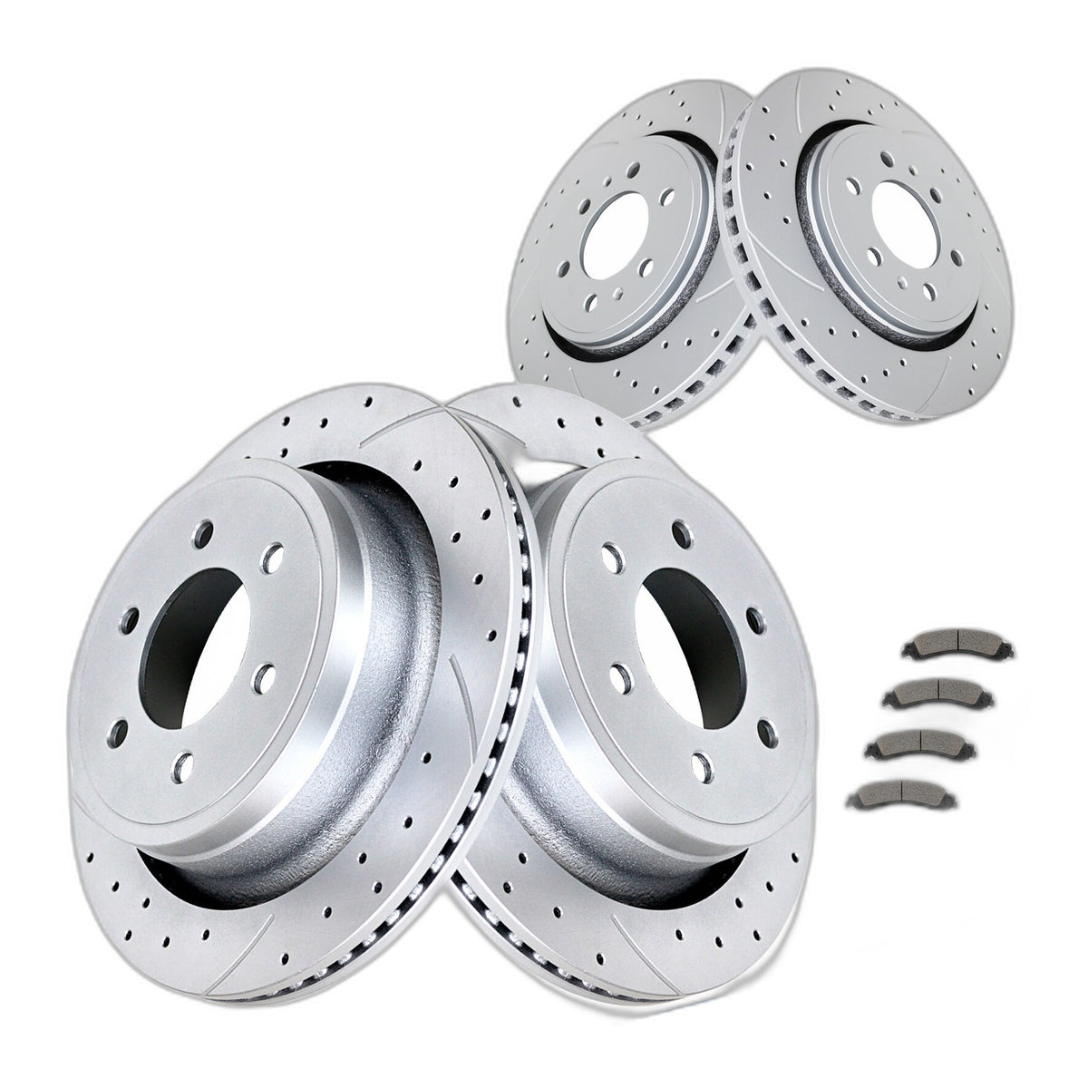 Drilled Brake Rotors Brakes Pads Front Rear Brakes Kit for Ford F-150 6 LUGS