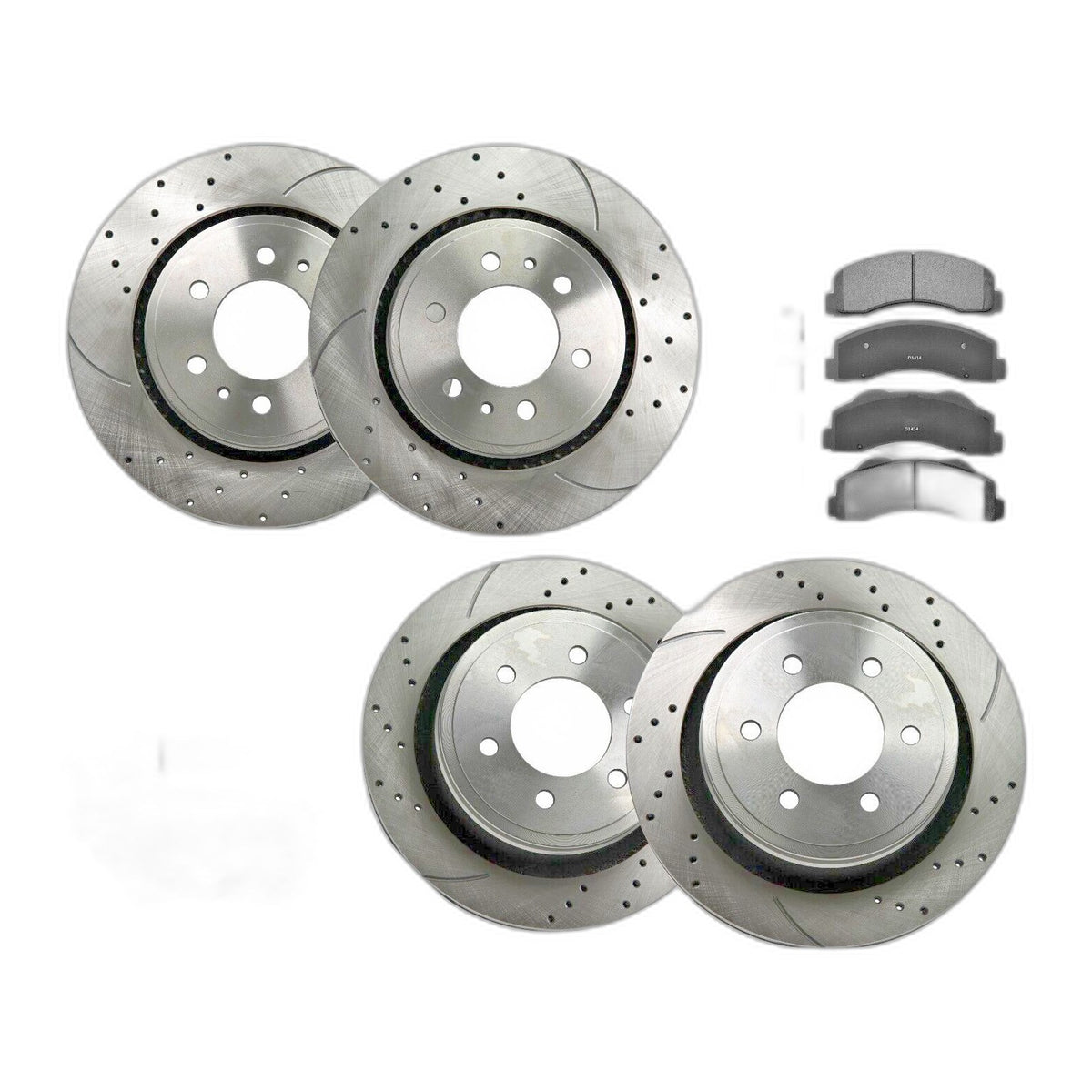 For 2012 - 2020 Ford F-150 Front Rear Drilled Rotors Ceramic Brakes Pads Kit