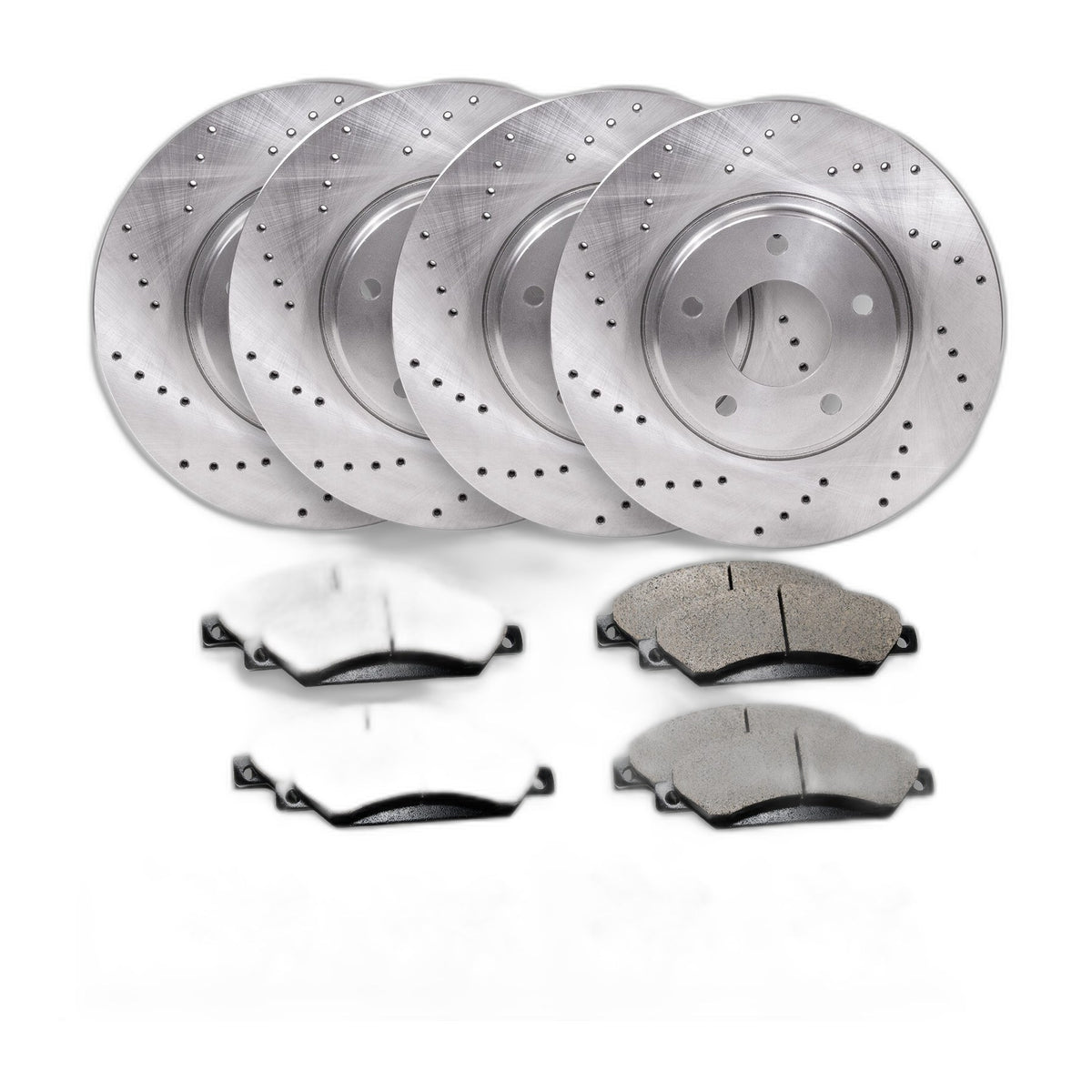 Front & Rear Drilled Brake Rotors + Pads for 2008-2012 2013 2014 Cadillac CTS